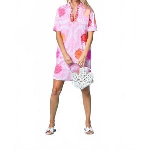 Vibrant Floral Mini Dress in Pink and Orange